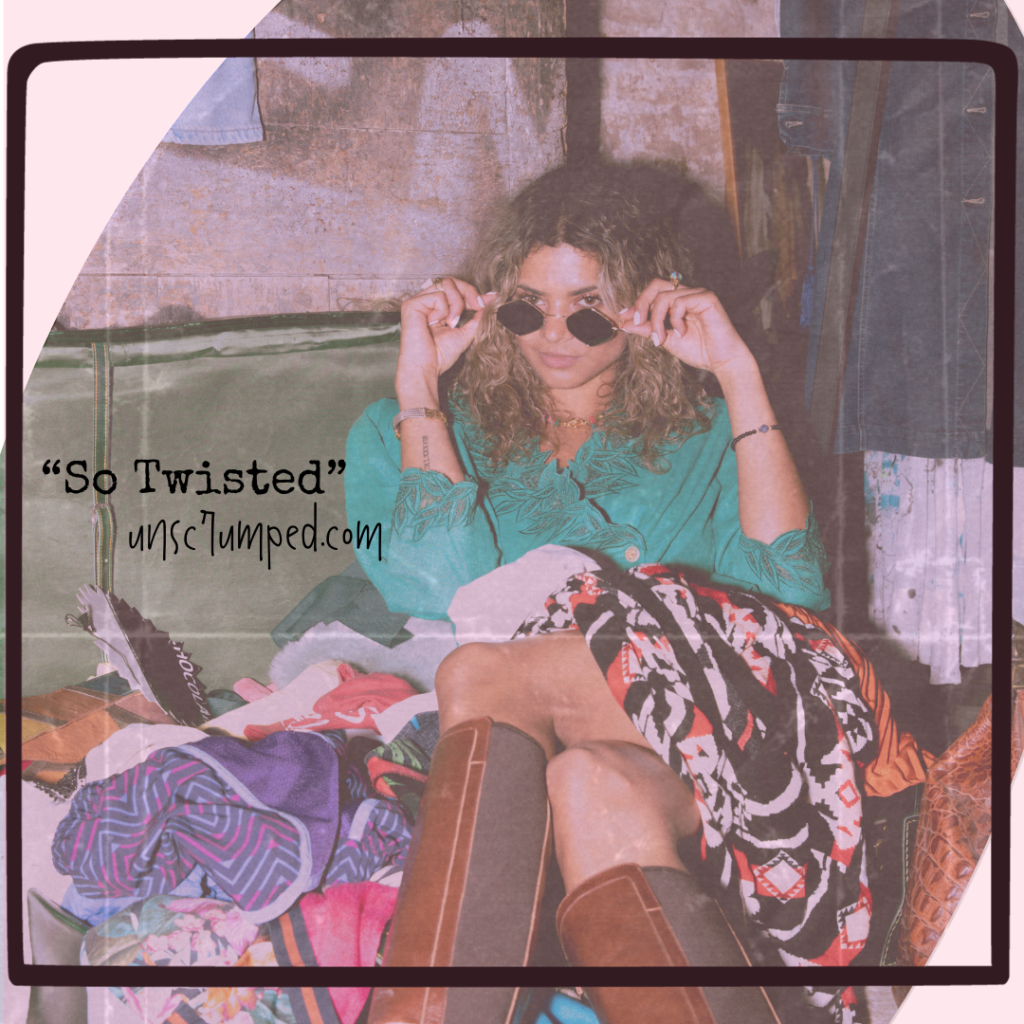 "so twisted" unscrumped.com; girl with glasses looking moody surrounded by clothes; so twisted 

my story of recovering from manipulation and gaslighting // unscrumped dot com by agatha davis rose